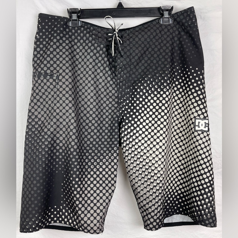 Men's DC Board Shorts-36-Polka Dot-Pocket-Black/Gray/White